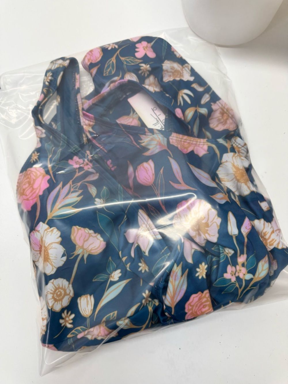 Nicole Miller Teal Floral Twist-Front One-Piece Swimsuit Sz M NWT - Picture 7 of 7